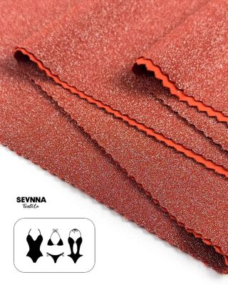 Yaz ve sonbahar için geri dönüştürülmüş naylon ve metalik bitirme ile 230 gram ağırlığında çift örgü kumaşı