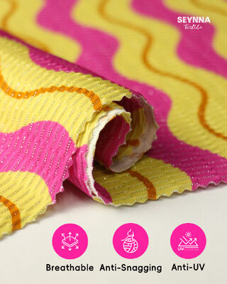 Çevre dostu Geri Dönüştürülmüş Mayo Kumaşı, %78 Geri Dönüştürülmüş Naylon, %5 Metalik Gümüş ve %17 Spandex