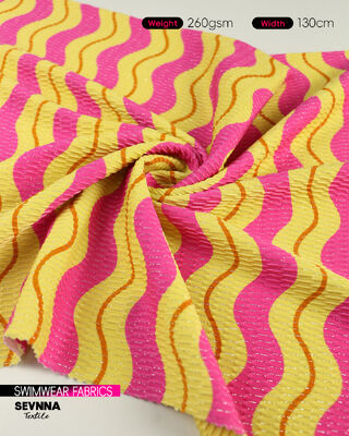 Çevre dostu Geri Dönüştürülmüş Mayo Kumaşı, %78 Geri Dönüştürülmüş Naylon, %5 Metalik Gümüş ve %17 Spandex