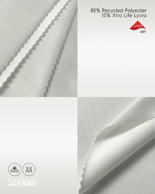 Esnek Likra Kumaş, %85 Geri Dönüştürülmüş Polyester, UV Korumalı ve Nemi Emici, Aktif Giyim ve Mayo İçin